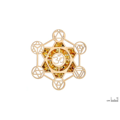 Placa de carga y decoración metatron con abedul y ámbar, 11 cm