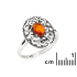 Ring with natural cognac amber from the Baltic Sea, oval, in 925 antique silver
