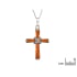 Cross pendant with cognac amber, 925 antique silver, size 2.5x4+0.8 cm