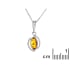 Ciondolo con ambra naturale color cognac, argento rodiato 925