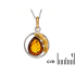 Colgante con ámbar coñac natural, plata 925 rodiada, diámetro 1,8+0,8 cm
