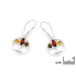 Boucles d'oreilles pendantes arbre de vie avec ambre, argent rhodié 925