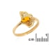 Bague ginkgo avec ambre cognac naturel goutte, en argent doré 925