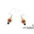 Round multi-colored amber drop earrings, in 925 rhodium-plated silver