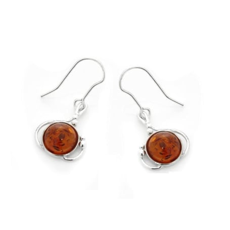 Boucles d'oreilles avec ambre cognac naturel de la mer Baltique, en argent 925