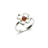 Ring with natural cognac amber from the Baltic Sea, in 925 rhodium-plated silver