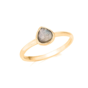 Anel de coração de labradorita 6mm banhado a ouro prata 925/1000