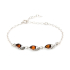 Leaf bracelet with cognac amber, 925 rhodium-plated silver, 16+4 cm