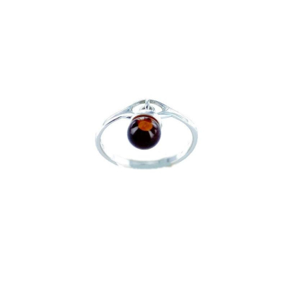 Ring mit natürlichem Cognac-Bernstein aus der Ostsee, in 925er Silber rhodiniert