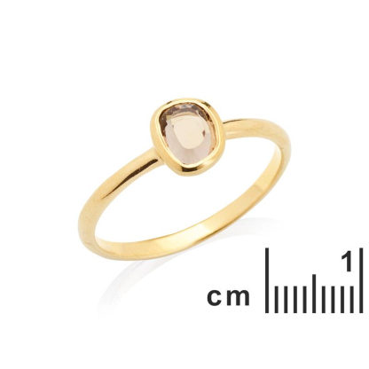Anillo de Cuarzo Ahumado en dorado 925 y Oro