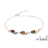 Leaf bracelet with cognac amber, 925 rhodium-plated silver, 16+4 cm
