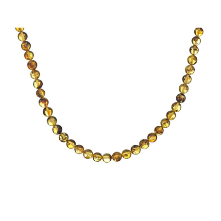 Ketting van natuurlijk groen barnsteen, volledig amber, 45 cm