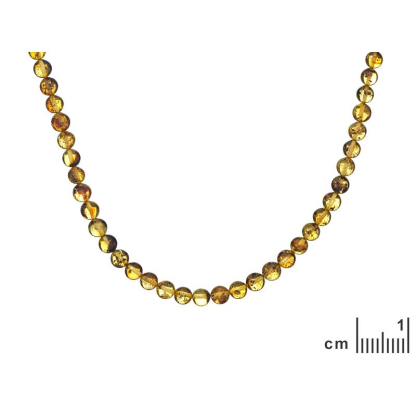 Collana con ambra verde naturale, tutta ambrata, 45 cm