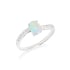 Oval opal ve zirkonyum oksitli, rodyum kaplamalı 925 ayar gümüş yüzük