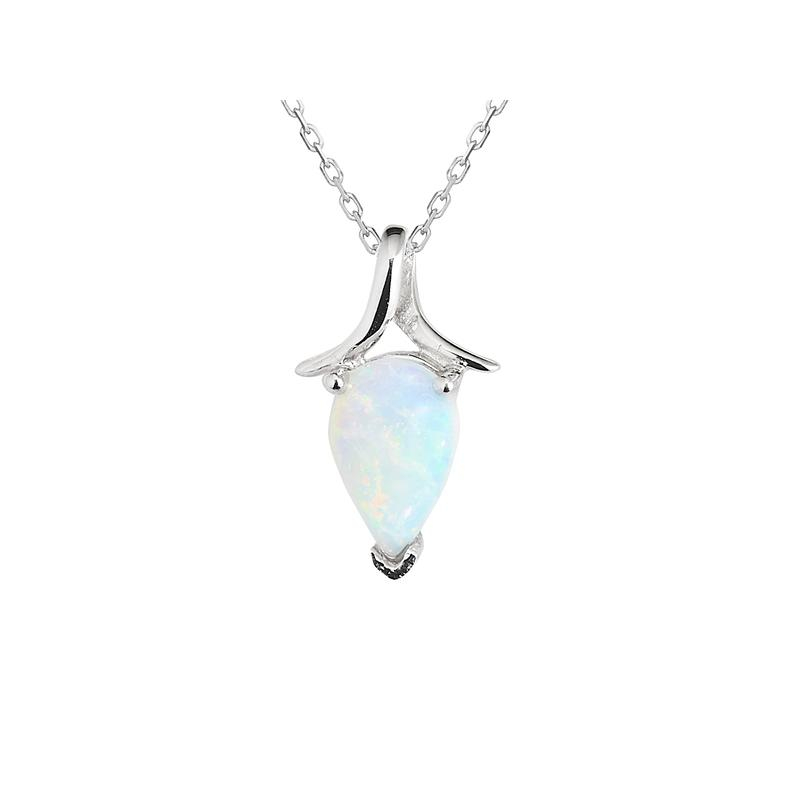 Hanger met natuurlijke witte opaal, gerhodineerd zilver 925