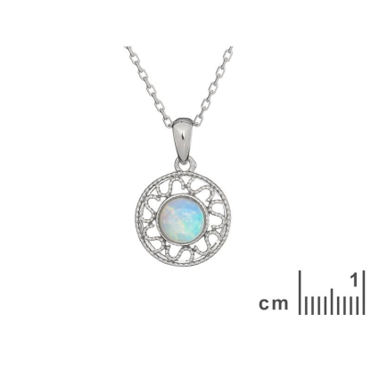 Hanger met natuurlijke ronde Australische witte opaal, in 925 gerhodineerd zilver