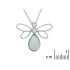 Pendentif papillon avec opale naturelle et zirconium, en argent rhodié 925