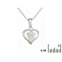 Herzanhänger mit natürlichem weißen Opal, in 925 rhodiniertem Silber