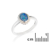 Ring mit natürlichem blauen Doublet-Opal aus Australien oval, in rhodiniertem Silber 925