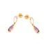 Boucles d'oreilles pendantes avec améthyste et quartz rose, en argent 925 doré