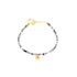 Pulseira com quartzo redondo e rubi, em prata dourado925, comprimento 14+ 3 cm