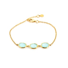 Armband met blauw chalcedoon, 925 goudkleurigezilver, 16+2 cm