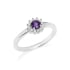 Ring with round amethyst and zirconium oxide, in rhodium-plated 925 silver