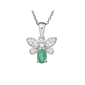 Pendentif aventurine et zirconium, argent rhodié 925, diamètre 1,5x1+0,8 cm