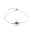 Bracelet fleur avec ambre cognac naturel, en argent rhodié 925, longueur 16+3 cm