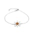 Flower bracelet with natural cognac amber, in rhodium-plated 925 silver, length 16+3 cm
