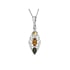Pingente com âmbar natural multicolorido, prata banhada a ródio 925, diâmetro 1,2x3+1 cm