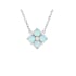 Ketting met ronde witte opaal, in rhodiumgeplateerde 925 zilver, 42 + 3 cm