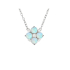Necklace with round white opal, in rhodium-plated 925 silver, 42 + 3 cm
