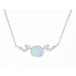 Collana con opale ovale bianco, in argento 925 placcato in rodio, 42 + 3 cm