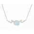 Necklace with white oval opal, in rhodium-plated 925 silver, 42 + 3 cm