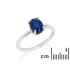 Oval natural blue lapis lazuli ring, in rhodium-plated 925 silver