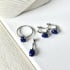Bague avec lapis-lazuli bleu naturel ovale, en argent rhodié 925