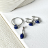 Pendentif avec lapis-lazuli bleu, argent rhodié 925, diamètre 0,7x1,5+0,8 cm