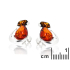 Clous d'oreilles avec ambre multicolore naturel en goutte, en argent rhodié 925