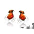 Doğal çok renkli amber, damla amber, rodyum kaplamalı 925 gümüş küpeler