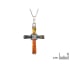 Cross pendant with multicolored amber, 925 antiqued silver, diameter 2.5x4+0.8cm