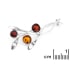 Brooch with natural cognac amber from the Baltic Sea round, in rhodium-plated 925 silver