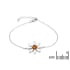 Flower bracelet with natural cognac amber, in rhodium-plated 925 silver, length 16+3 cm