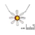 Collier fleur avec ambre cognac naturel, en argent rhodié 925, longueur 41+5 cm
