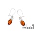 Bungelende oorbellen met ovale cognac-amber, in rhodiumgeplateerd 925 zilver