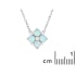 Ketting met ronde witte opaal, in rhodiumgeplateerde 925 zilver, 42 + 3 cm