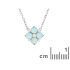 Necklace with round white opal, in rhodium-plated 925 silver, 42 + 3 cm