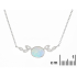 Necklace with white oval opal, in rhodium-plated 925 silver, 42 + 3 cm