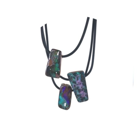 Australische boulder-opaalketting meerkleurig natuurlijk, 925 zilver, 50 cm
