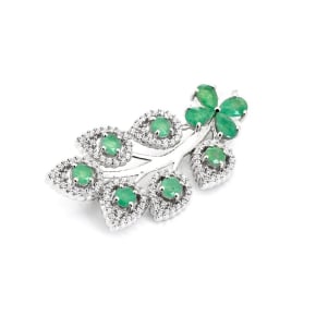 Broche avec aventurine verte ronde naturelle, en argent rhodié 925, 4 mm, 4x6 mm